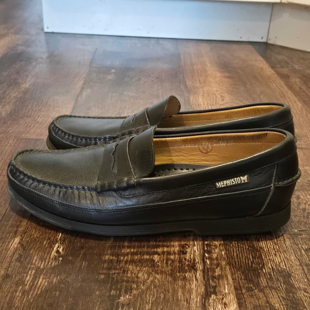 Mephisto Cap Vert Mens 10.5 Black Leather Penny Loafers Slip On Comfort Shoes